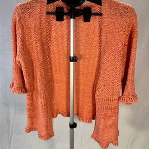 August Silk Coral Open-Front Cardigan